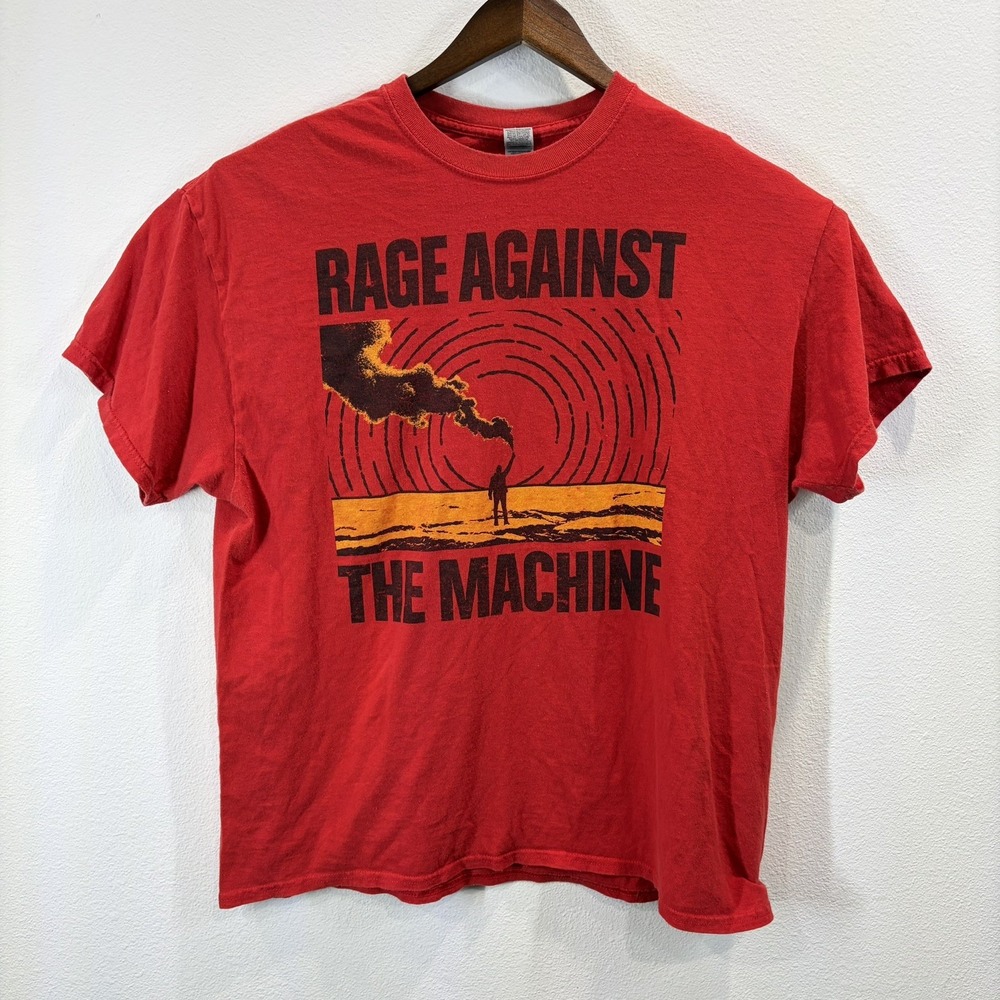 Vintage Gildan Rage Against The Machine T Shirt Men XL Red Band Tee Y2K